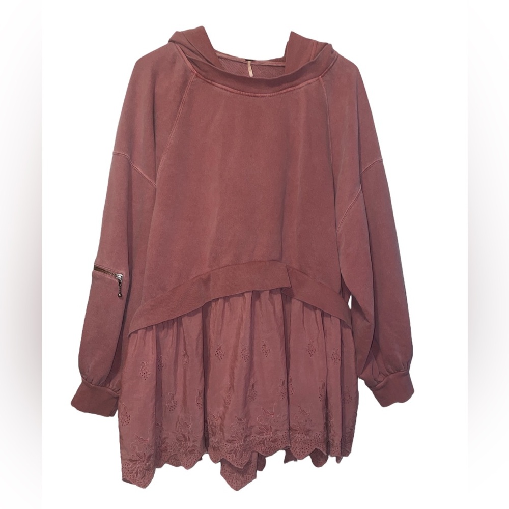 Free People mauve hooded sweater tunic large